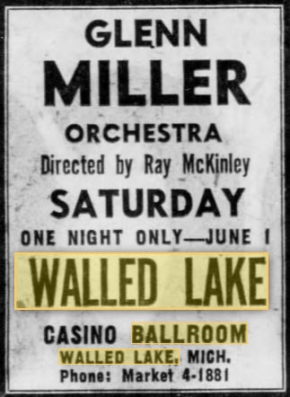 Walled Lake Dance Pavillions - 29 May 1957 Ad (newer photo)